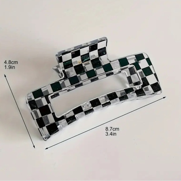 NEW| Women’s 2piece Y2K Retro Checkered Hair Claw Clip - Picture 6 of 6